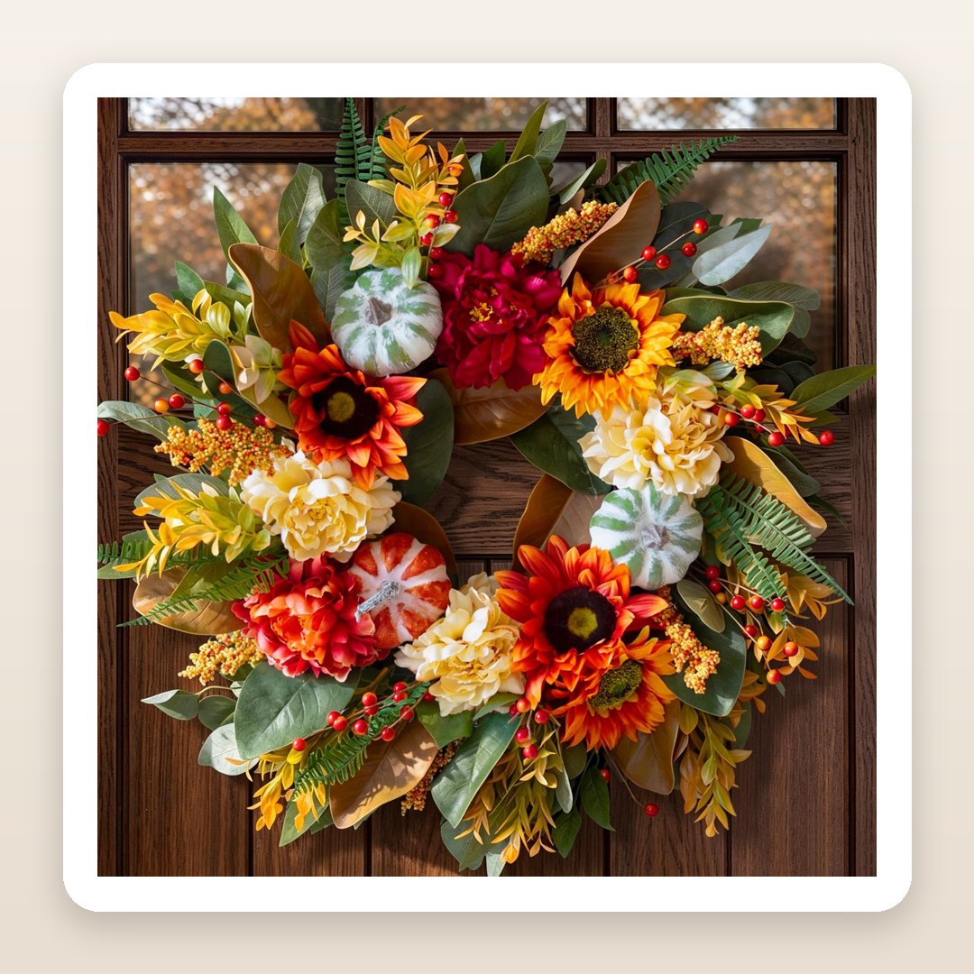 Front Porch Fall Decorating Ideas: The 24-Inch Wreath Rated 4.9 Stars