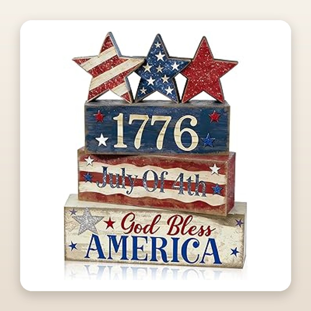 Patriotic Star Block Signs for a Festive 4th of July Table