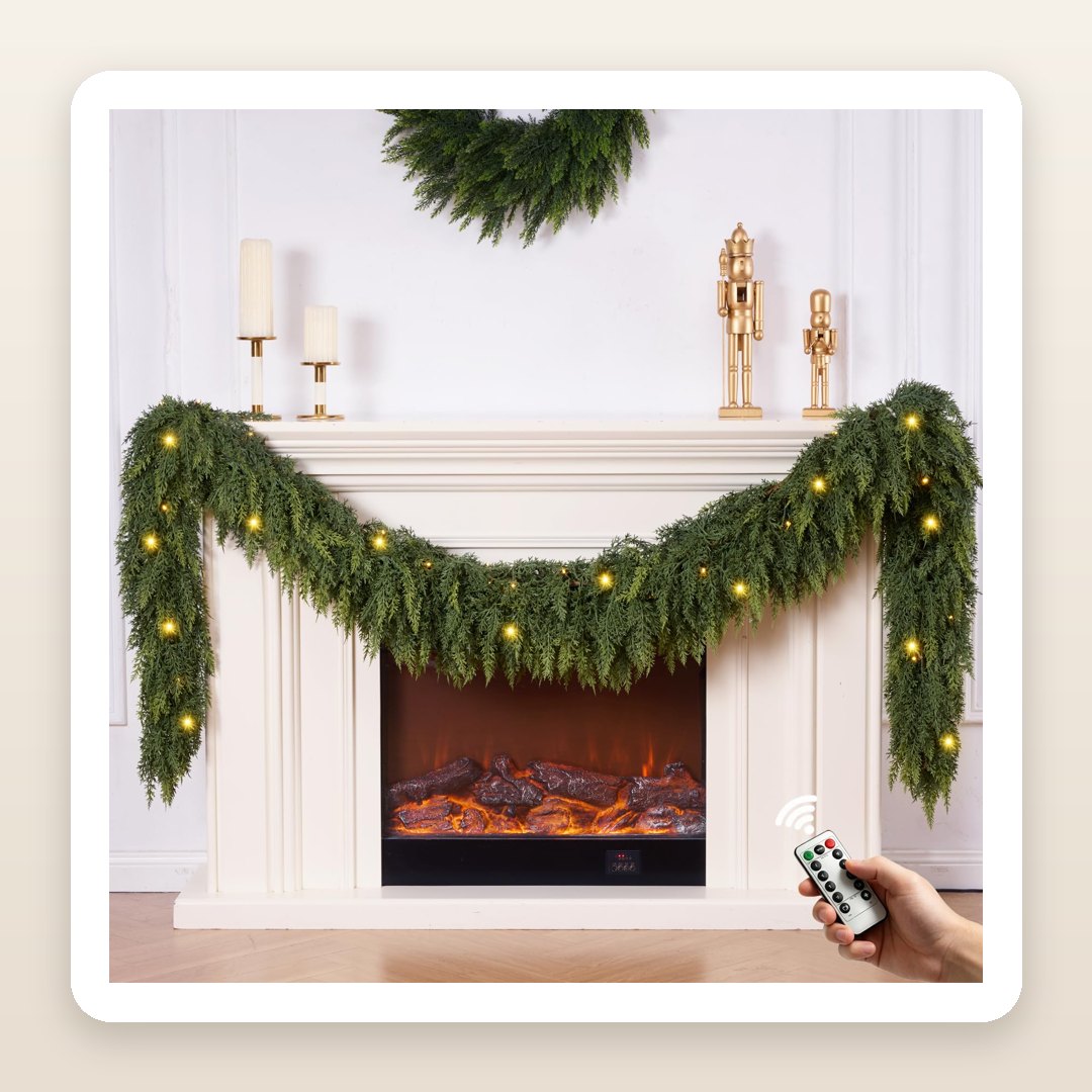 Christmas Staircase Decor: The 9-Foot Lit Cedar Garland That Wraps a Banister in Minutes