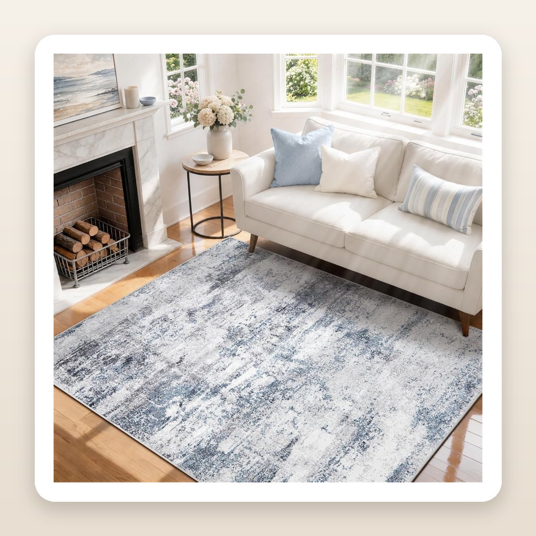 The Abstract Washable Rug That Makes a Living Room Look Calm, Soft and Expensive