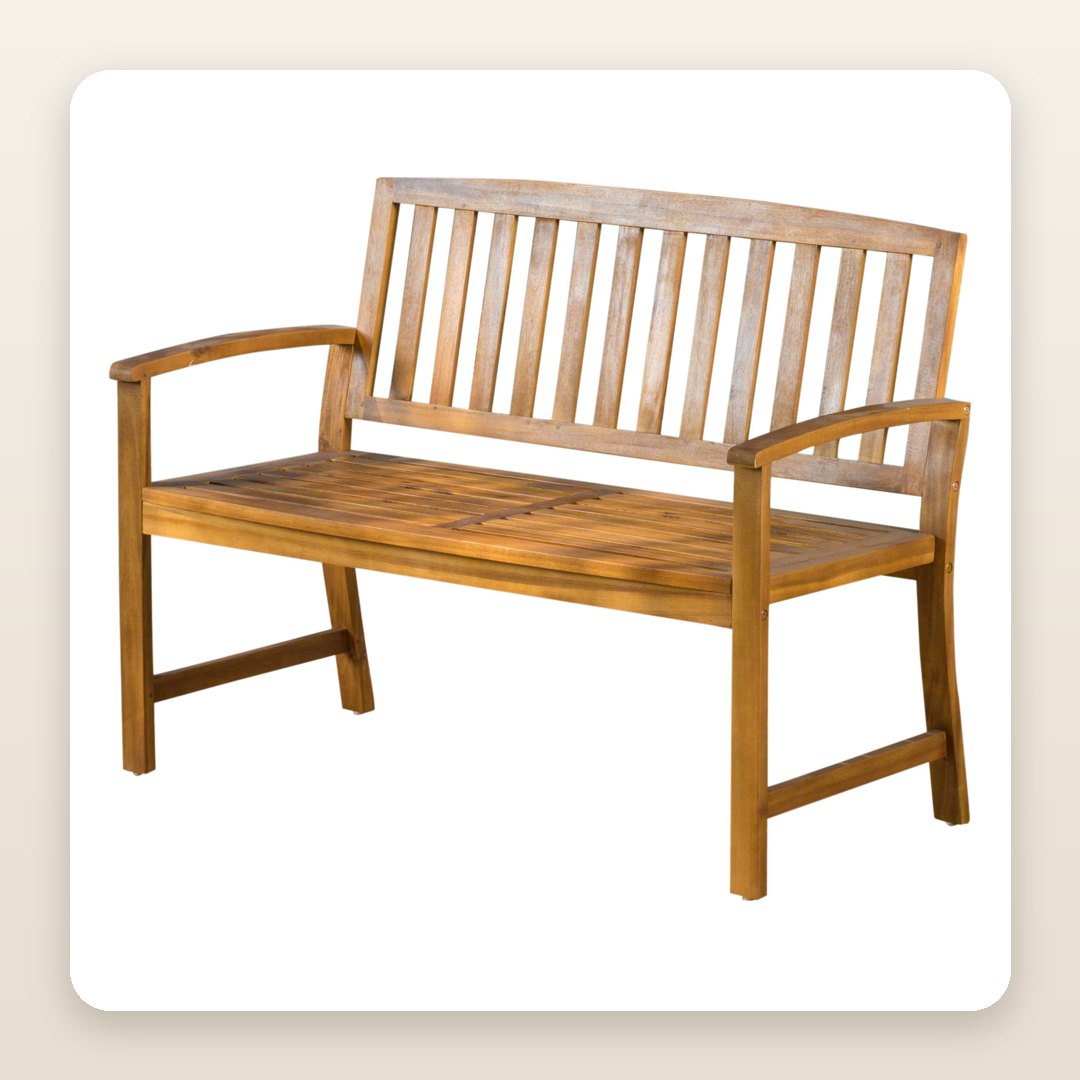 Front Porch Fall Decorating Ideas: The Teak Bench That Makes a Bare Porch Look Finished