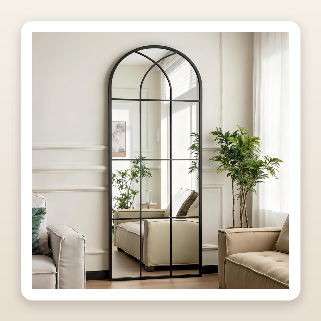 The Arched Window-Pane Mirror That Gives a Room That Airy, Full-Length Farmhouse Look
