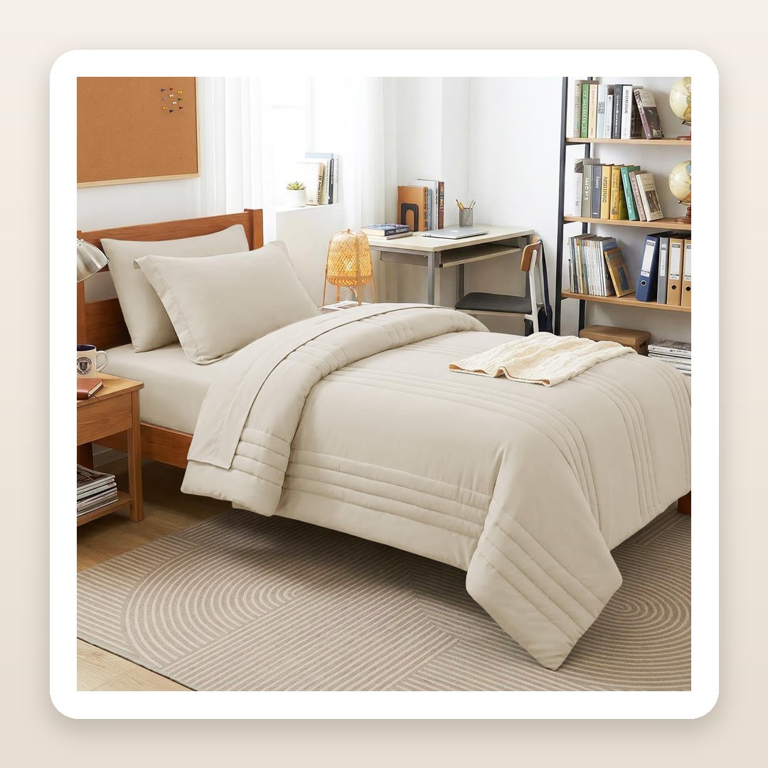 The Beige Twin XL Bedding Set That Makes Dorm Room Styles Look Designer