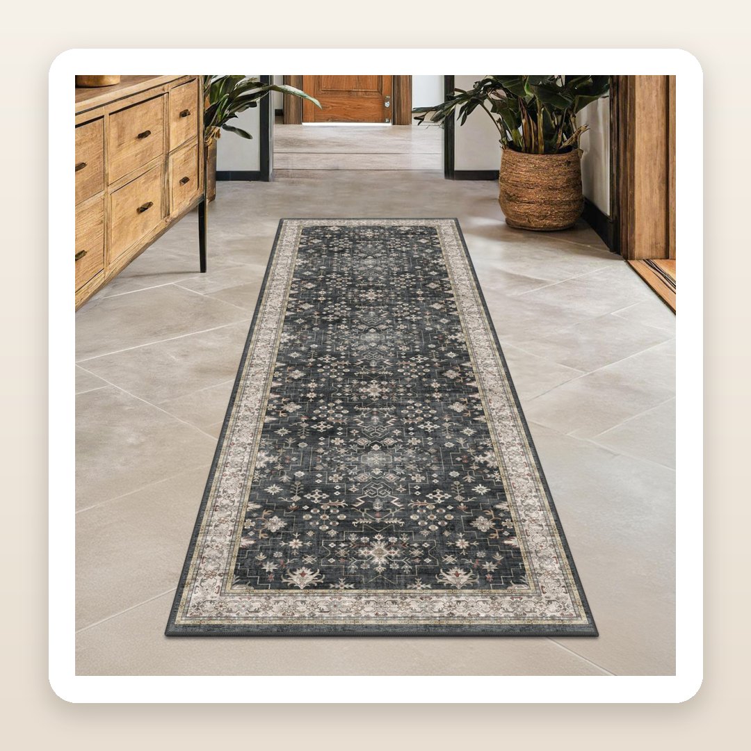 The Washable Black Boho Runner Your Hallway's Been Waiting For