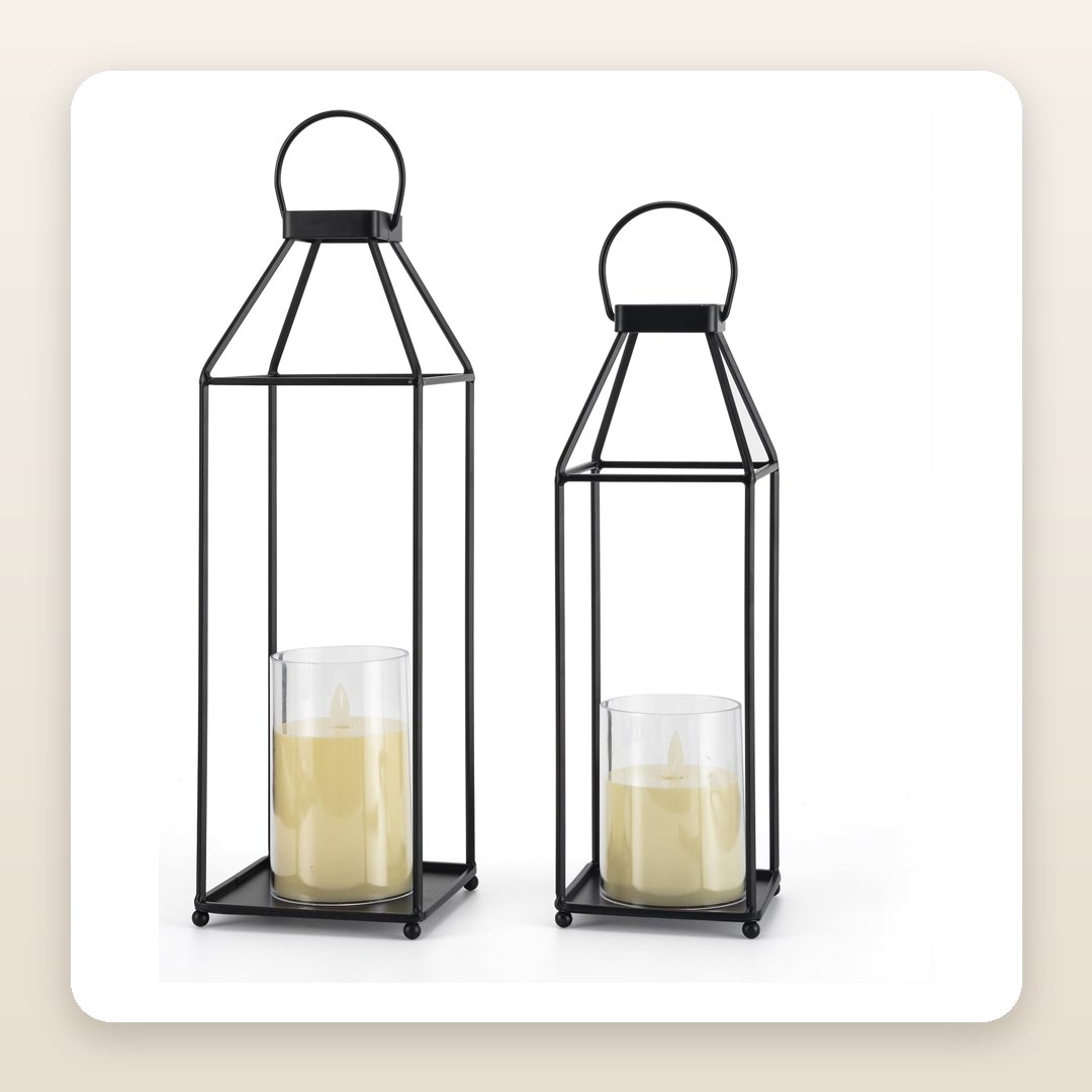 Front Porch Pumpkins Display: The 2 Black Lanterns That Light the Steps at Dusk