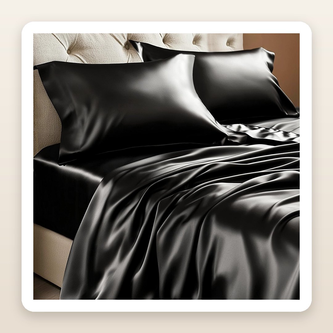 Black Satin Sheets — the Shortcut Into the Black Nouveau Bedroom Trend