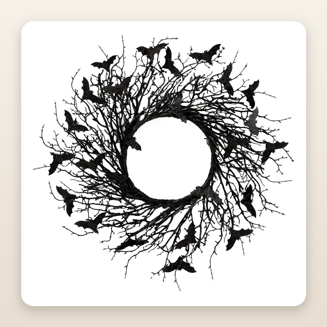 Halloween Porch Ideas: The Black Twig Wreath That Skips the Gore