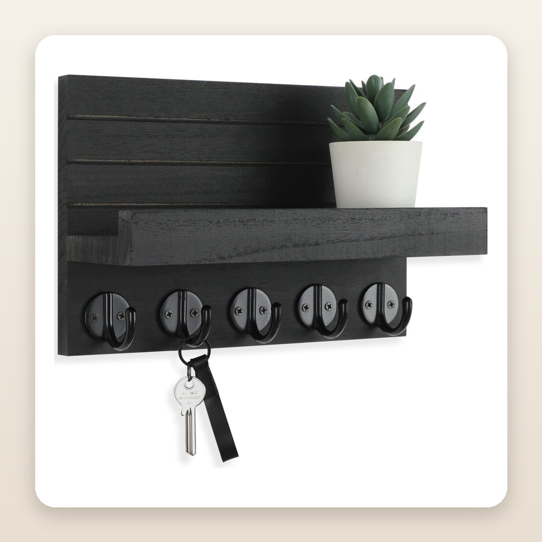 The Little Wood Shelf That Fixes Every Apartment Entryway (Keys, Mail & All)