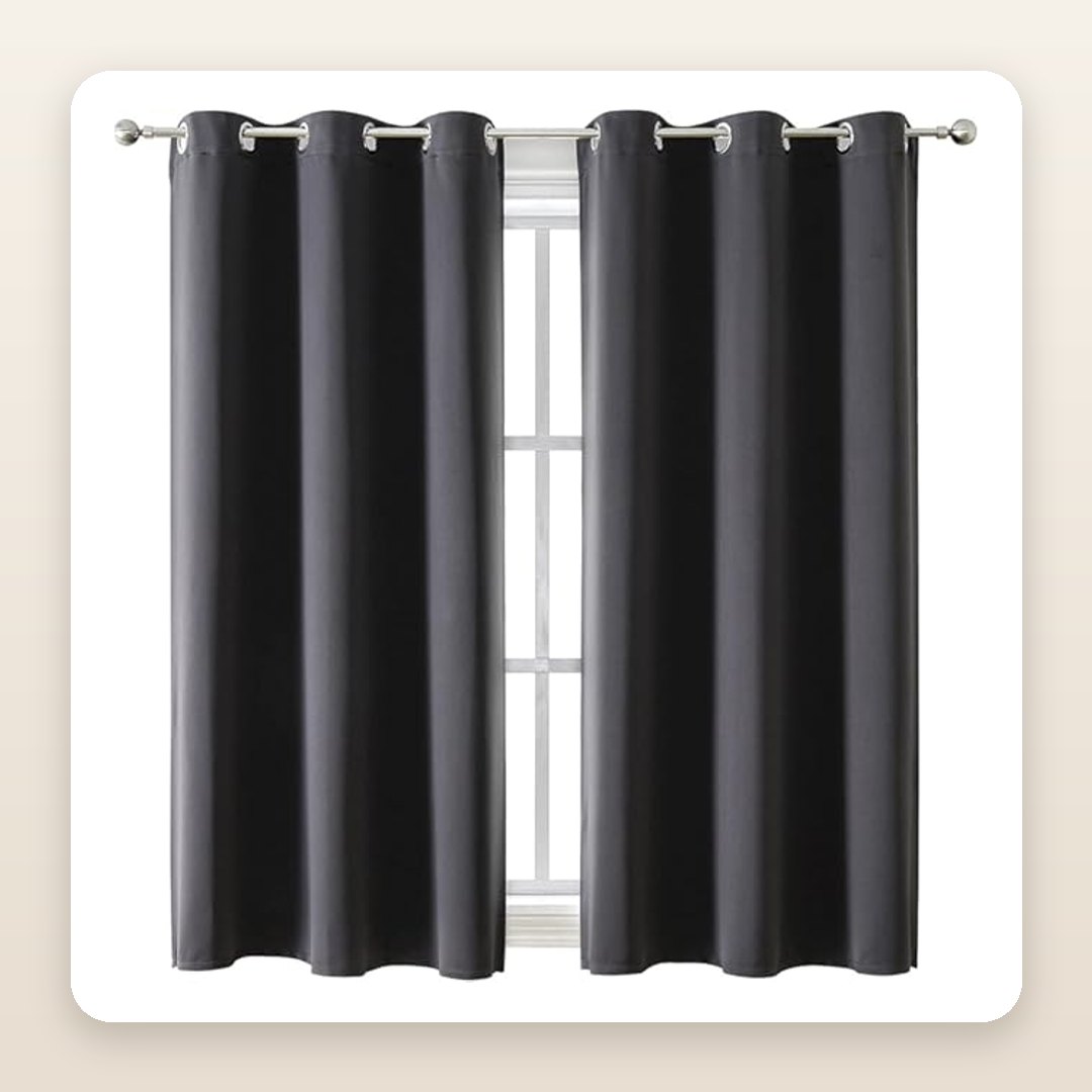 Grommet Blackout Curtains Set of 2 | Moody Color-Drenched Dark Grey