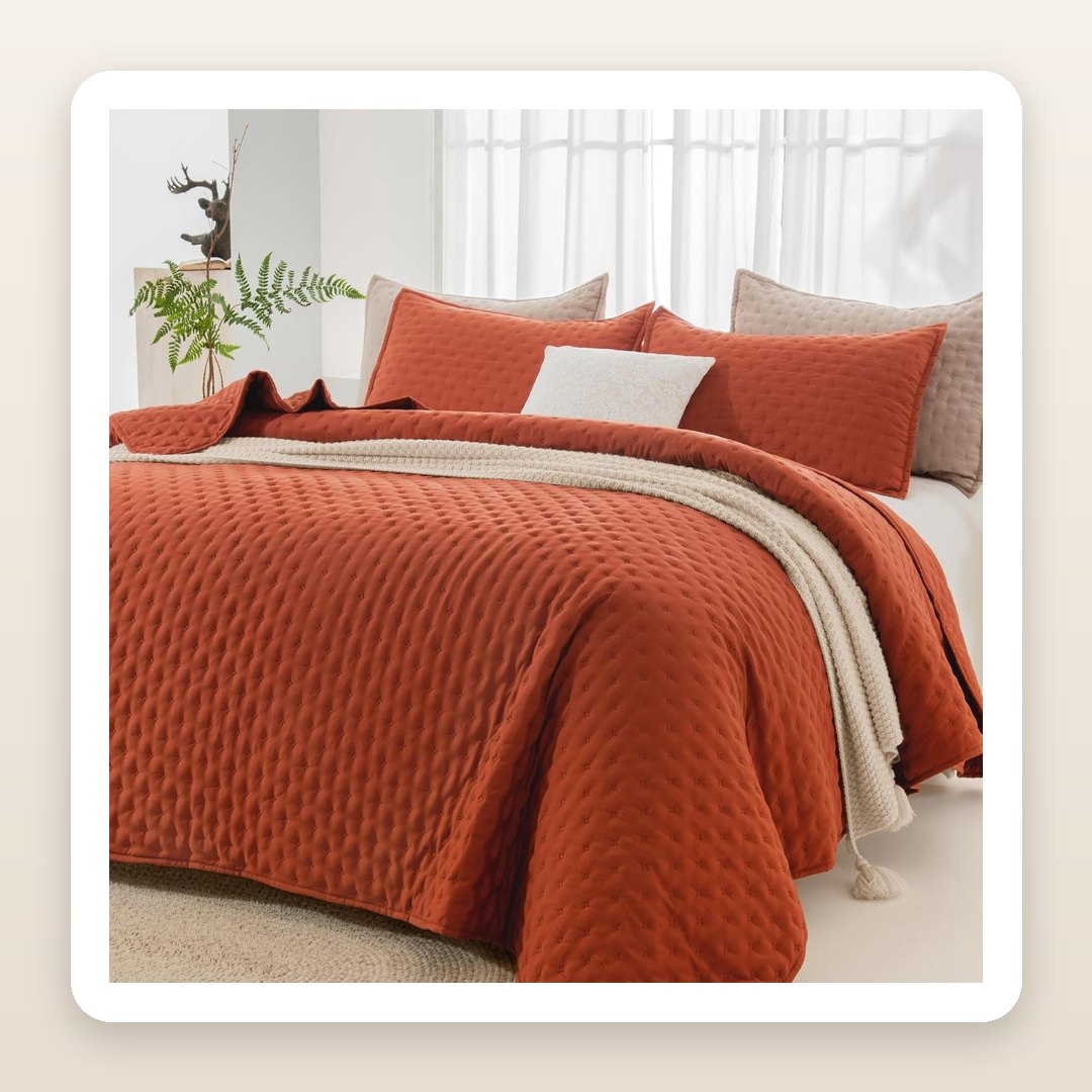 Fall Bedding Combo: The Burnt Orange Quilt That Layers Over the Duvet You Own