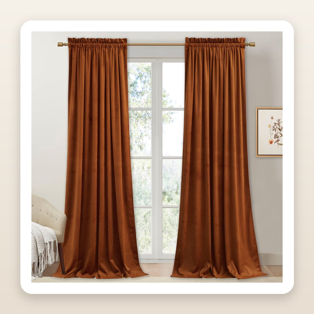 The Burnt Orange Velvet Curtains That Start Fall Room Decor Early