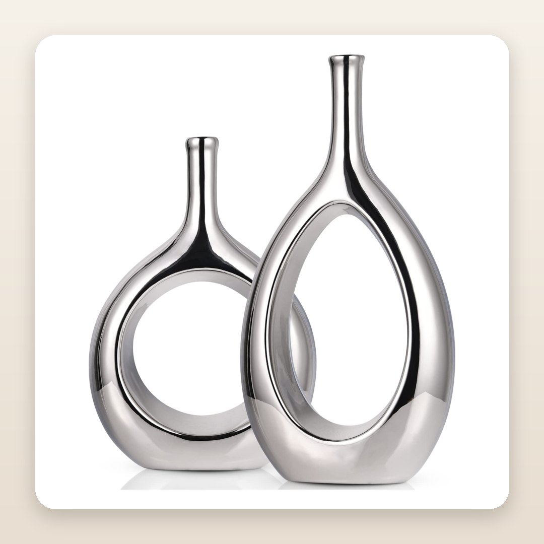 Chrome Home Decor: The Silver Vase Set That Turns a Shelf Into Sculpture