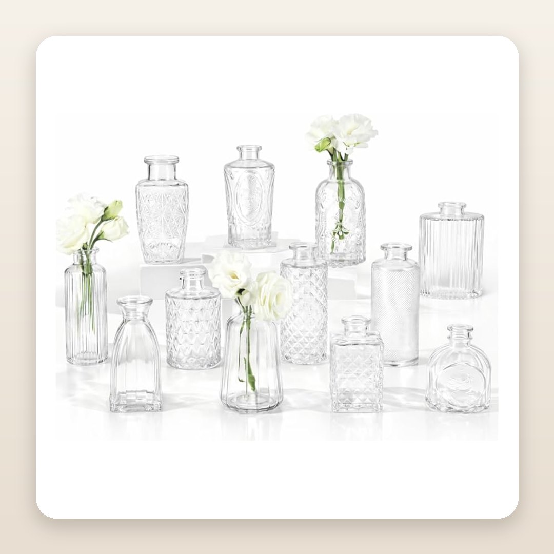 Clear Glass Bud Vases (12 Pack) for Easy Small-Space Styling