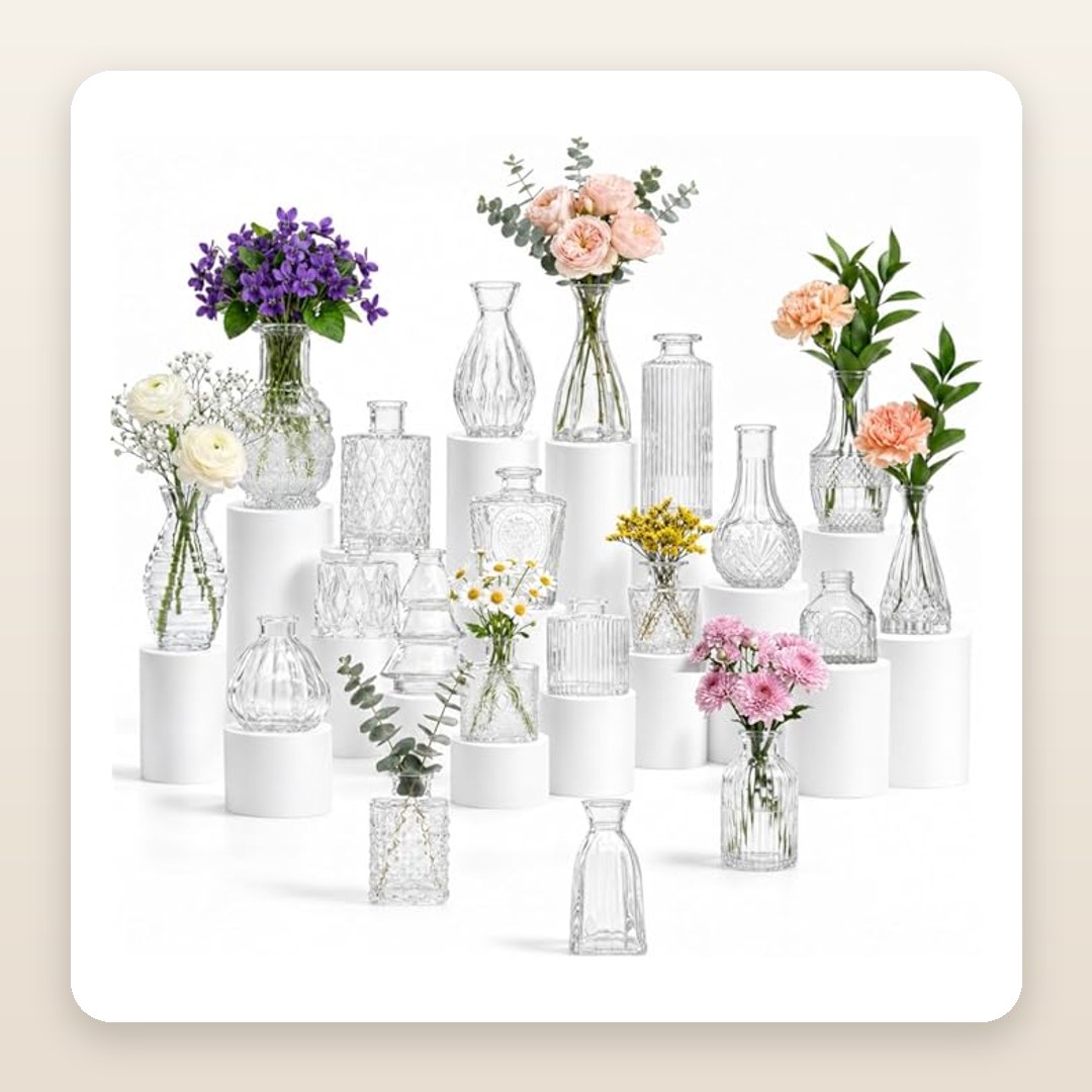 20 Clear Glass Bud Vases for Effortless Floral Centerpieces