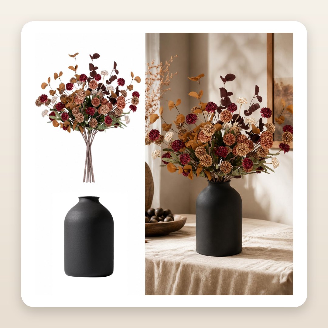 Fall Coffee Table Decor: The Mum Bouquet That Is Already in Its Vase