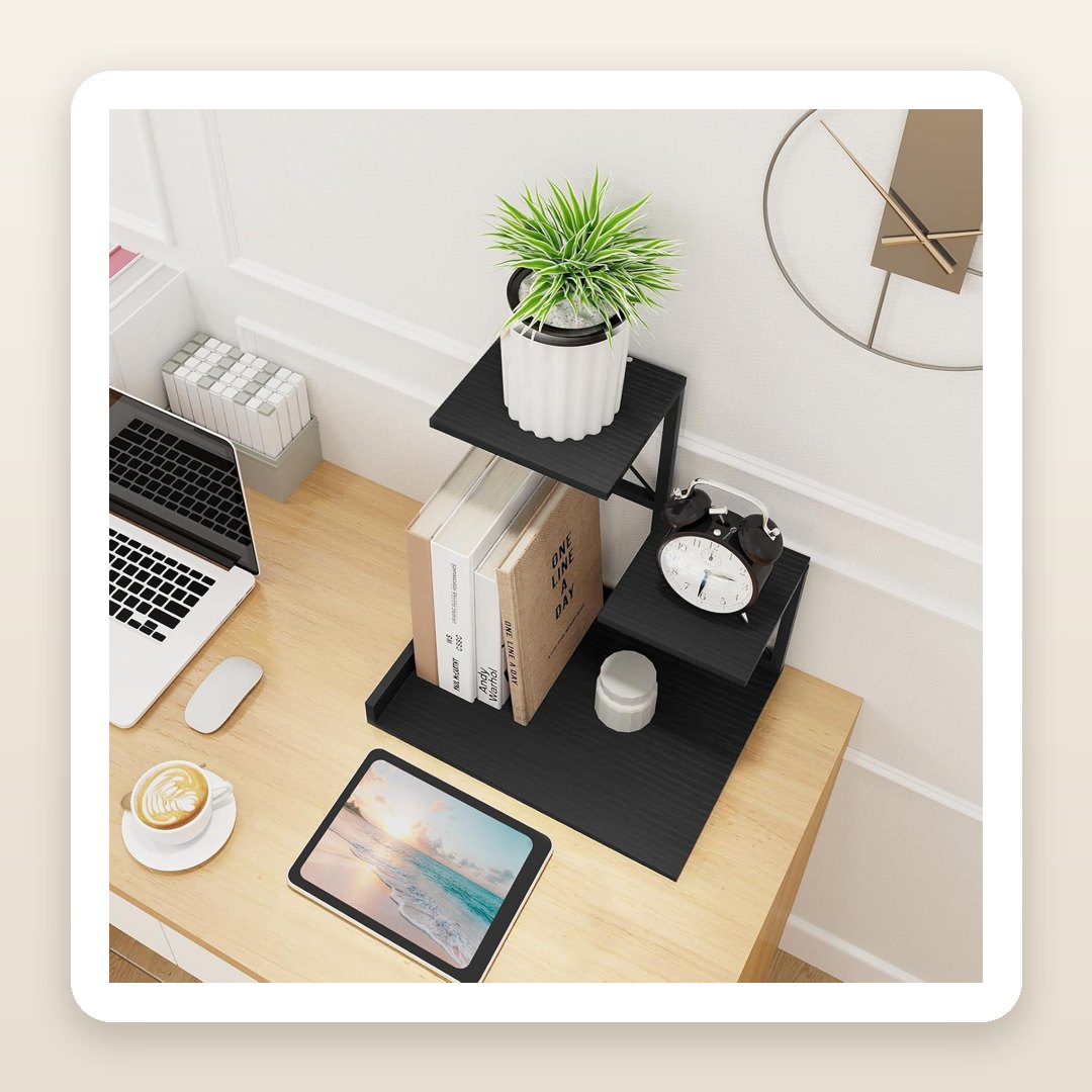 The Desktop Shelf That Instantly Declutters a Work-From-Home Desk