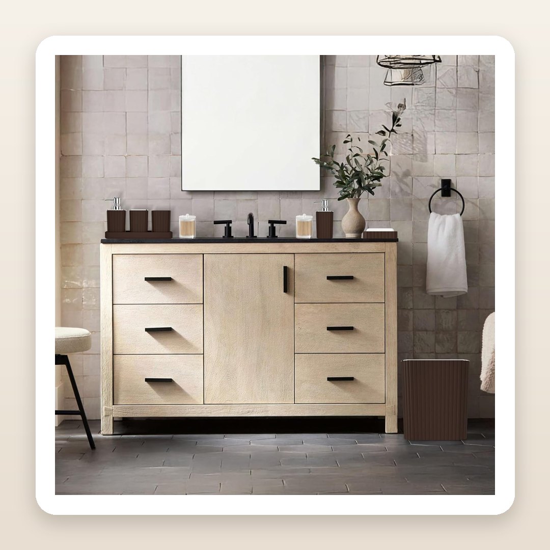 The 10-Piece Earth Tone Bathroom Set That Gives a Plain Bathroom That Hotel-Spa Look