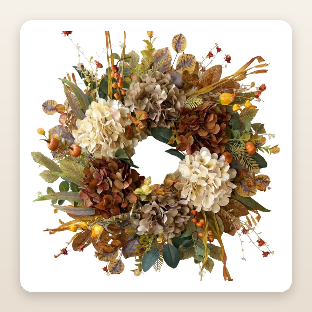 Fall Porch Season Opens With This Hydrangea Pumpkin Wreath
