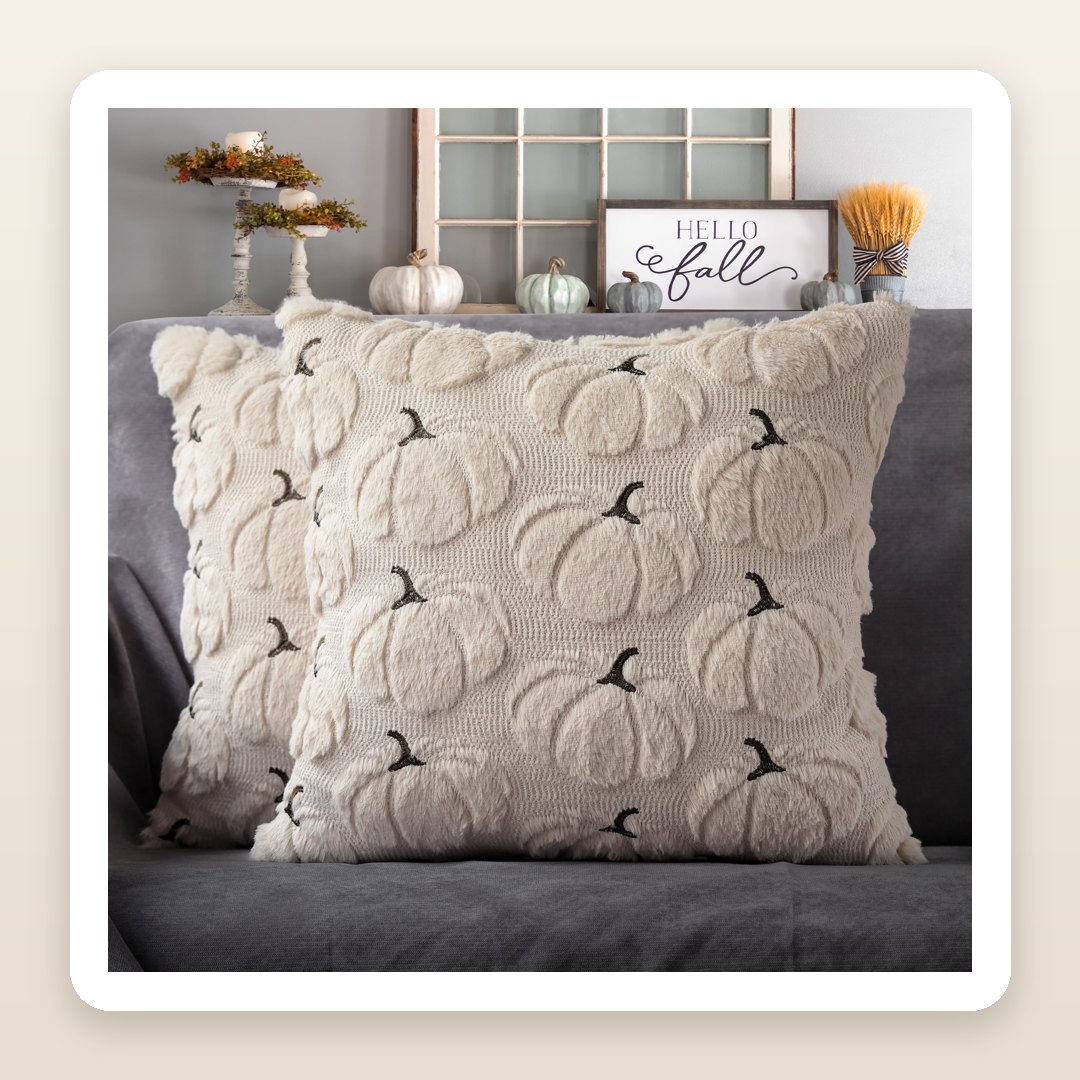 The Fluffy Pumpkin Pillows Everyone's Fall Living Room Starts With