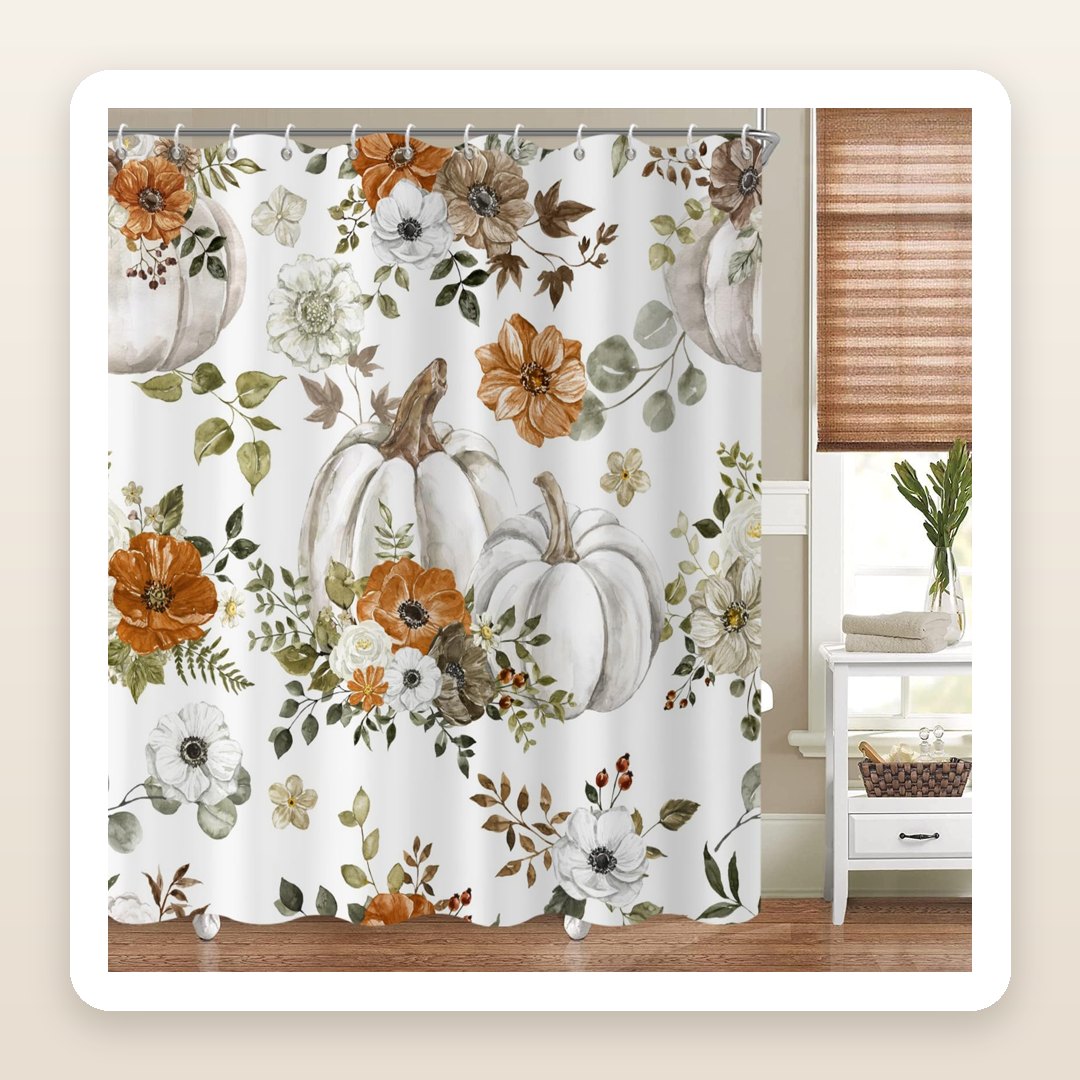 Fall Bathroom Decor Starts and Ends With One Shower Curtain