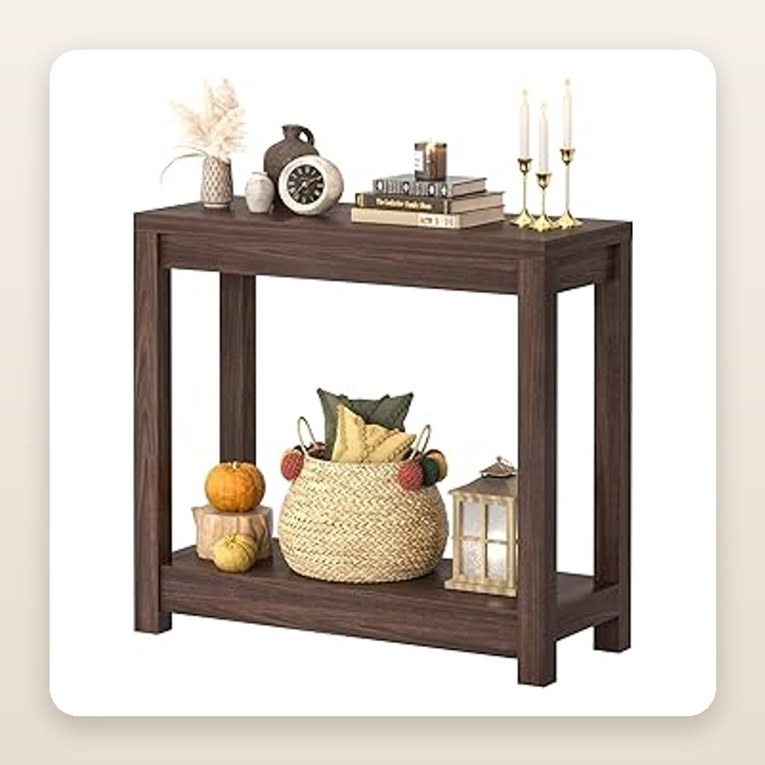 Farmhouse Walnut Console Table for a Warm, Narrow Entryway