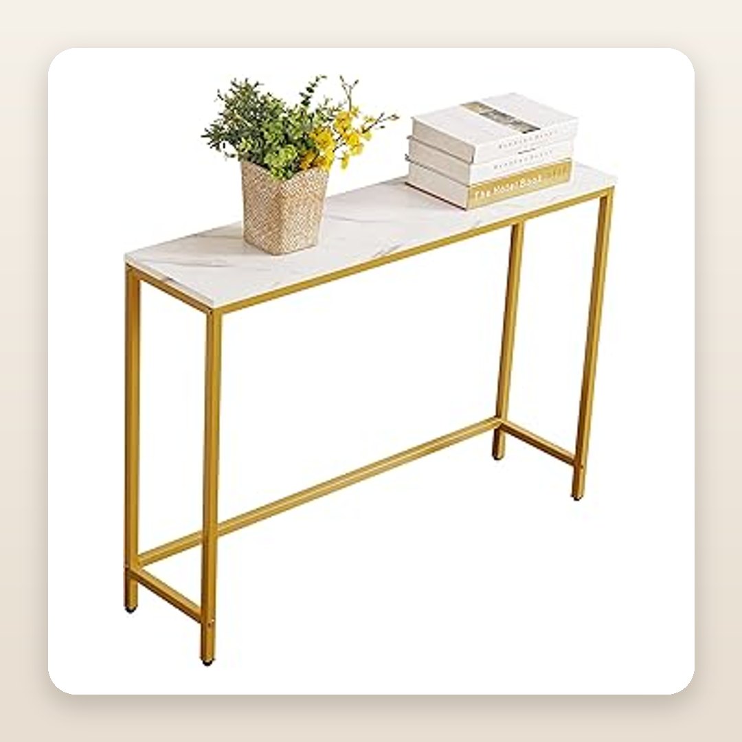 Faux-Marble & Gold Console Table for a Little Art Deco Glam
