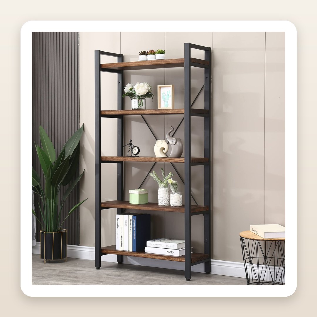 The 5-Tier Wood Bookshelf Doing All the Work in Pinterest's Home Inspiration Boards