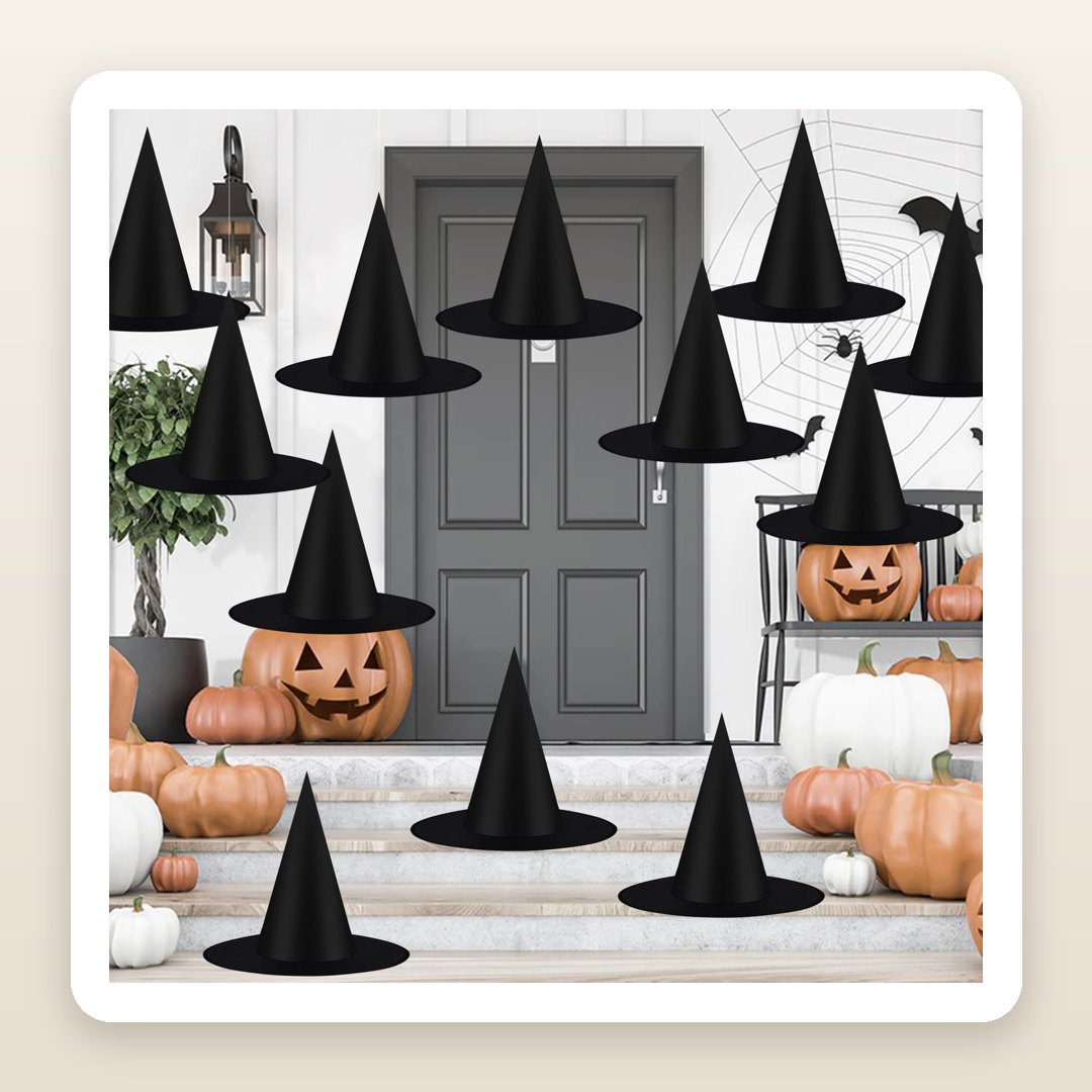 Front Porch Halloween Ideas: The 12 Floating Witch Hats That Hang in Ten Minutes