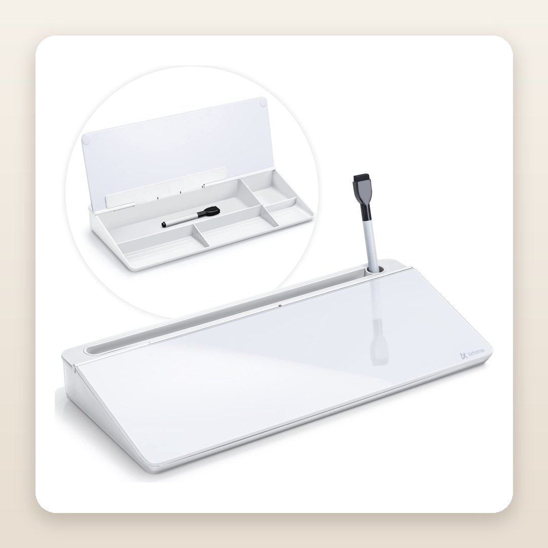Dorm Whiteboard Ideas: The Glass Organizer That Keeps a Whole Desk in Line