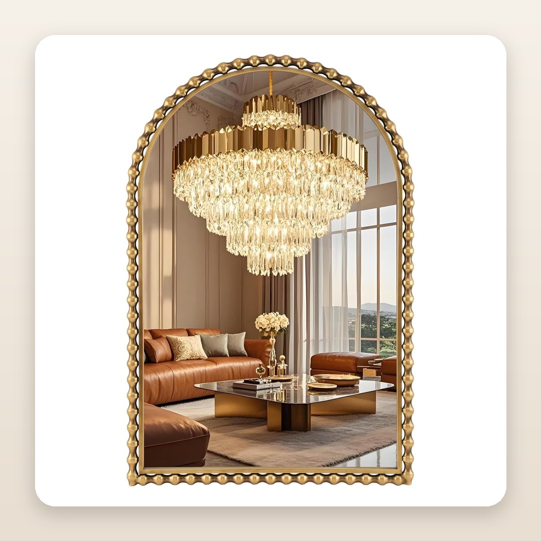 The Beaded Gold Arched Mirror That Makes an Entryway Look Straight Off Pinterest