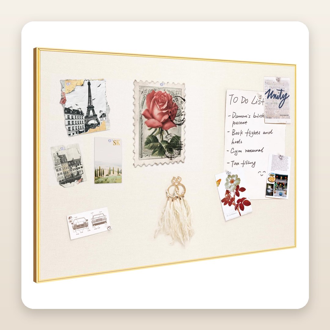 The Gold-Framed Pin Board Every College Apartment Wall Wants