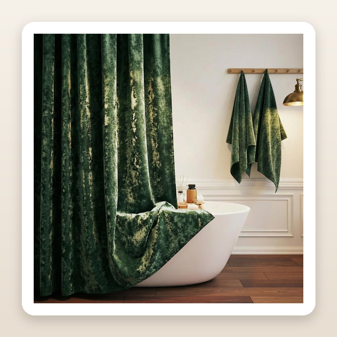 The Velvet Shower Curtain Behind the Whimsigoth Bathroom Trend