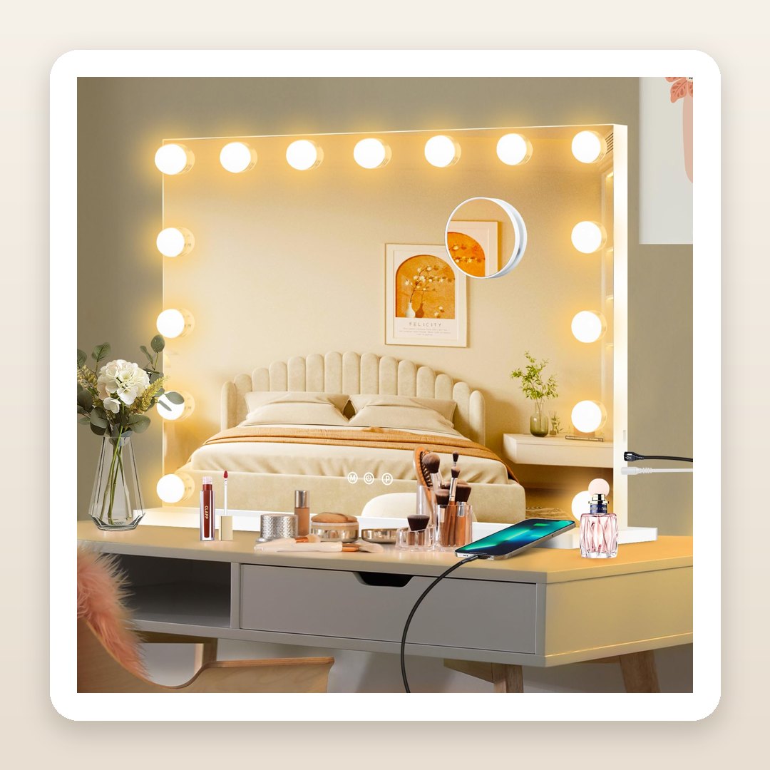 Luxury Dorm Room Ideas: The Hollywood Mirror That Upgrades the Whole Desk
