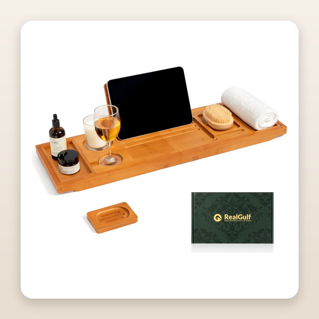Bathroom Decor Ideas: The Bath Tray That Holds the Book, the Glass and the Candle