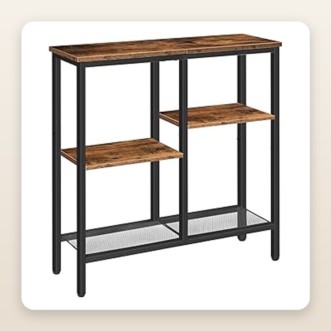 Industrial 4-Tier Console Table for Small-Space Storage Up High