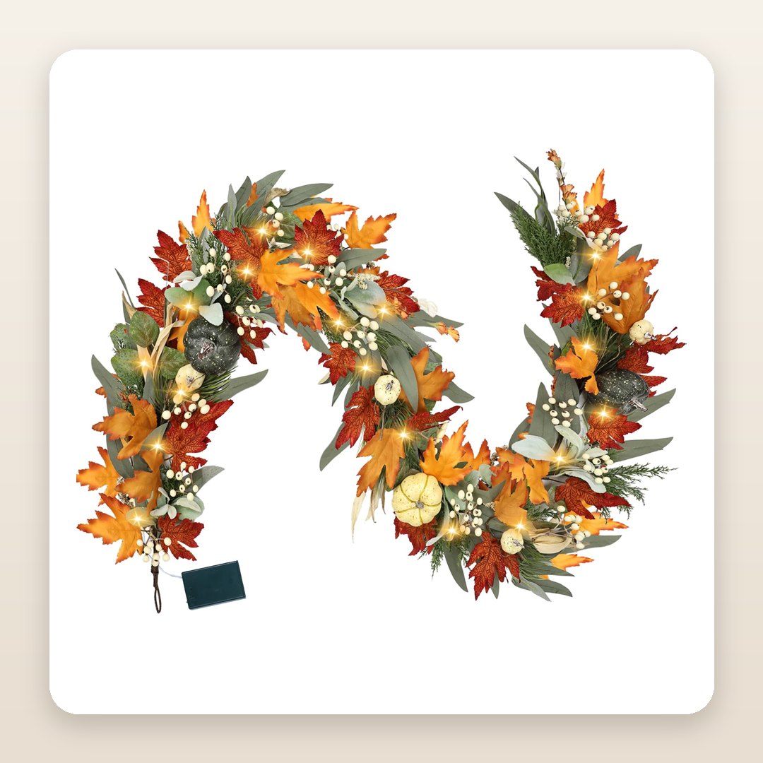 Fall Mantle Decor Ideas: The 6-Foot Lit Garland That Dresses a Mantel in One Move