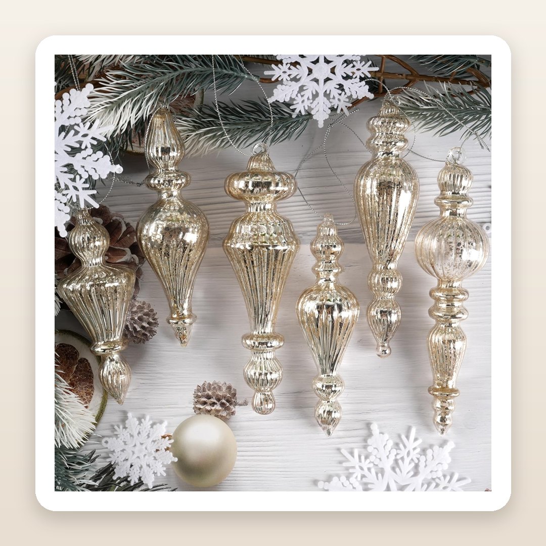 Vintage Inspired Christmas Tree: 6 Mercury Glass Finials That Make It Look Collected, Not Bought