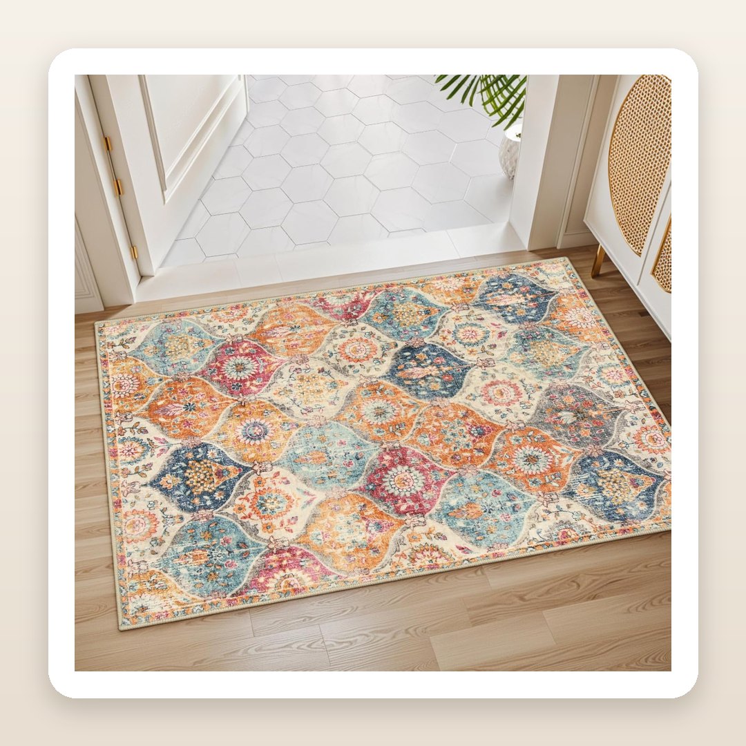 The Moroccan Trellis Rug That Warms Up an Entryway or Kitchen (and It's Washable)