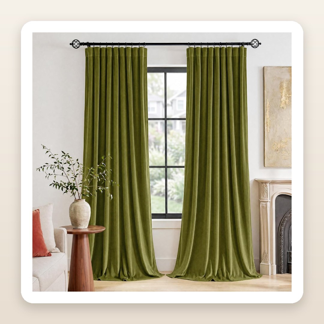 The Moss Green Velvet Curtains That Make a Room Feel Like Quiet Luxury