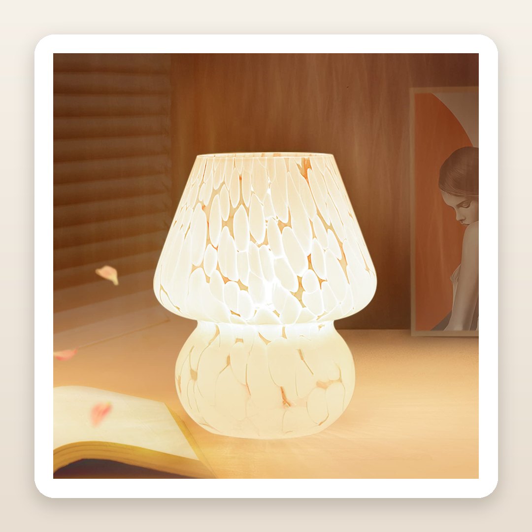 Dorm Inspo Ideas: The Murano-Style Mushroom Lamp With a Stepless Dimmer