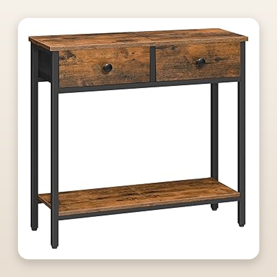 Narrow Console Table with 2 Drawers to Hide the Entryway Clutter
