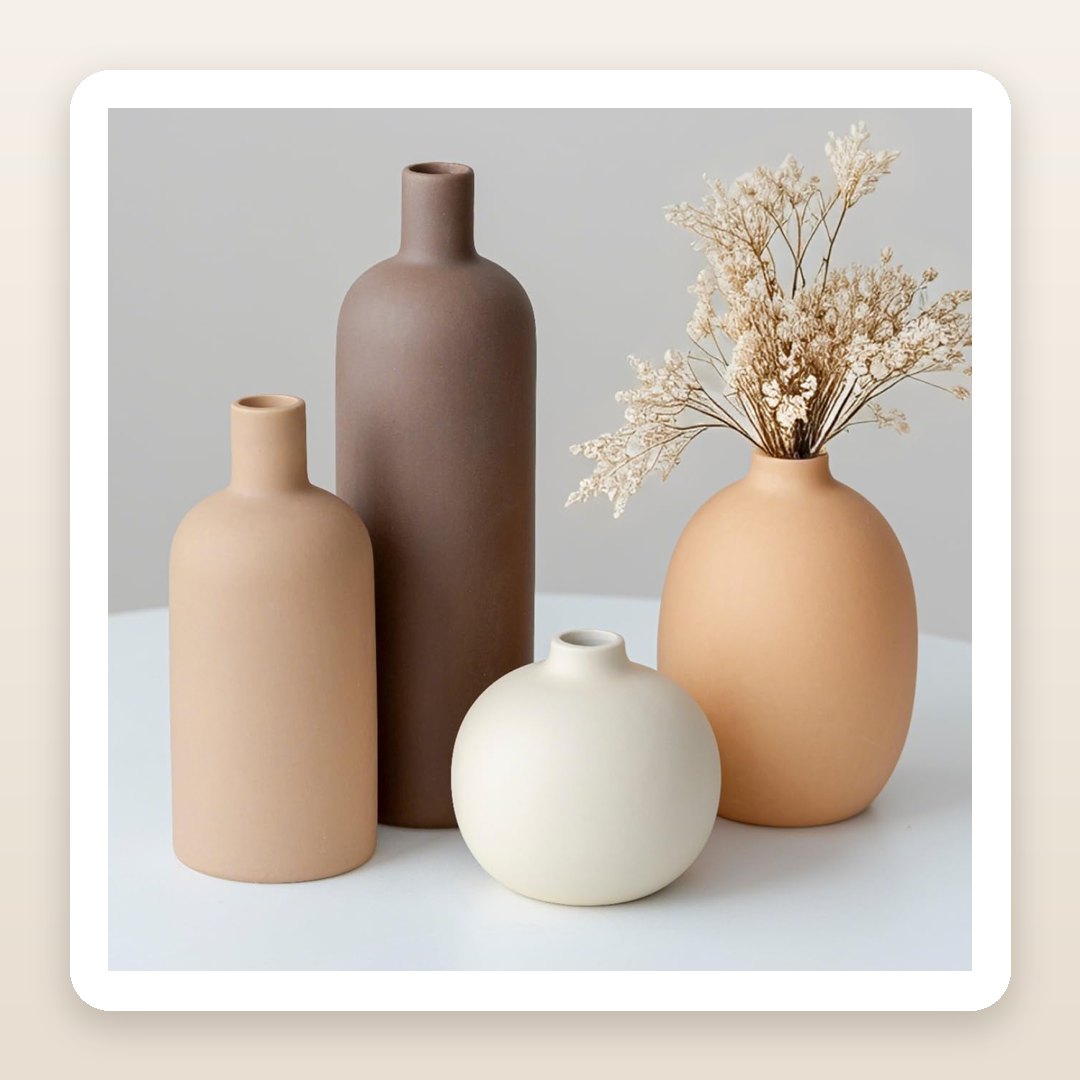The Four Little Vases That Style a Modern Cozy Living Room Shelf Instantly