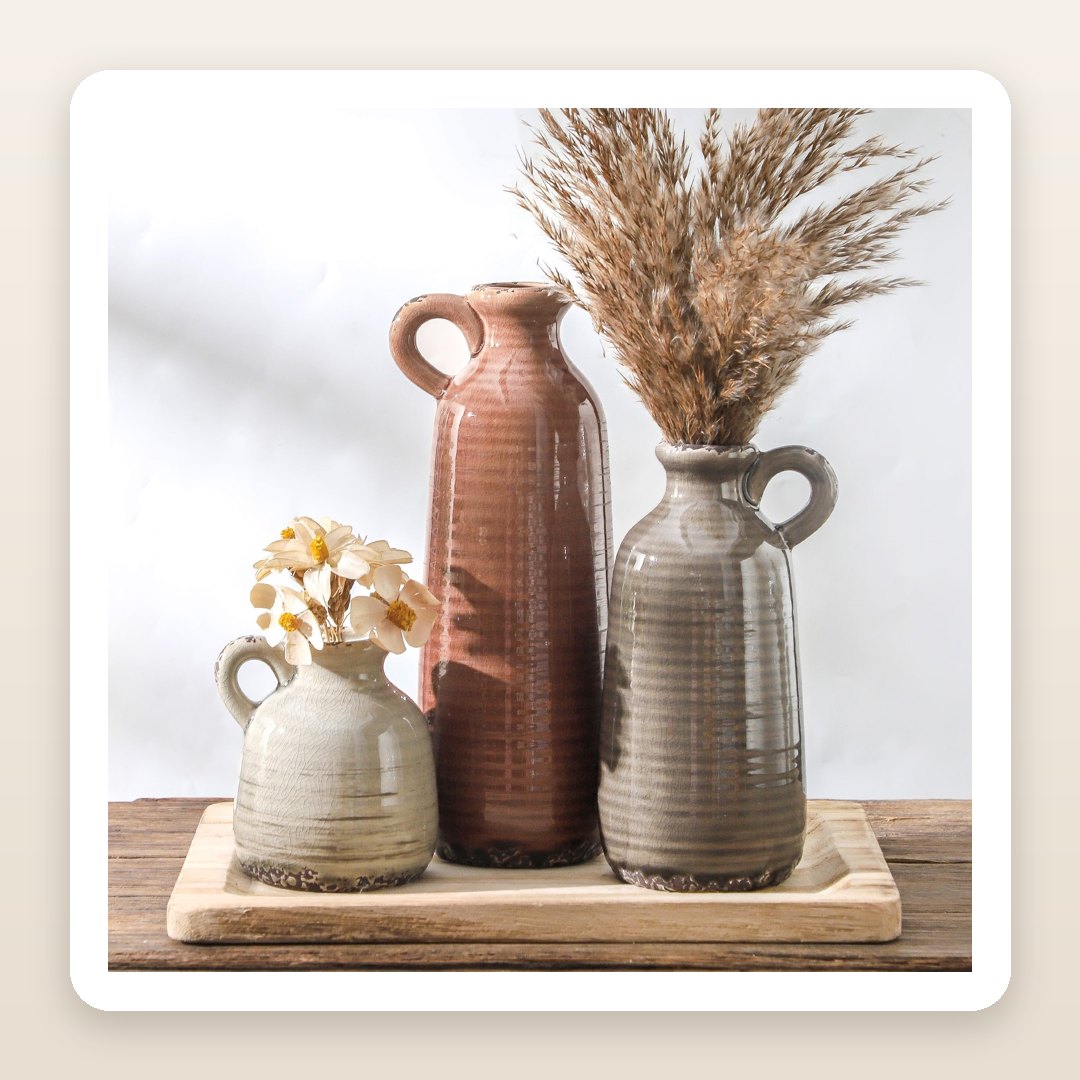 The Neutral Farmhouse Vase Trio Doing the Most for Cottagecore Shelves