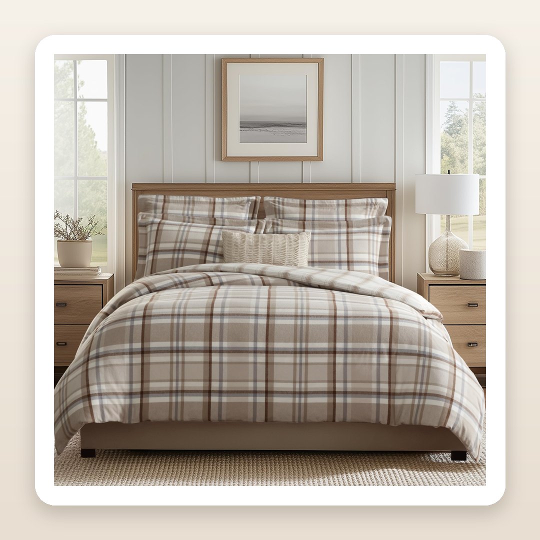 Fall Bedding Combo: The Neutral Plaid Duvet Cover That Comes With Both Shams