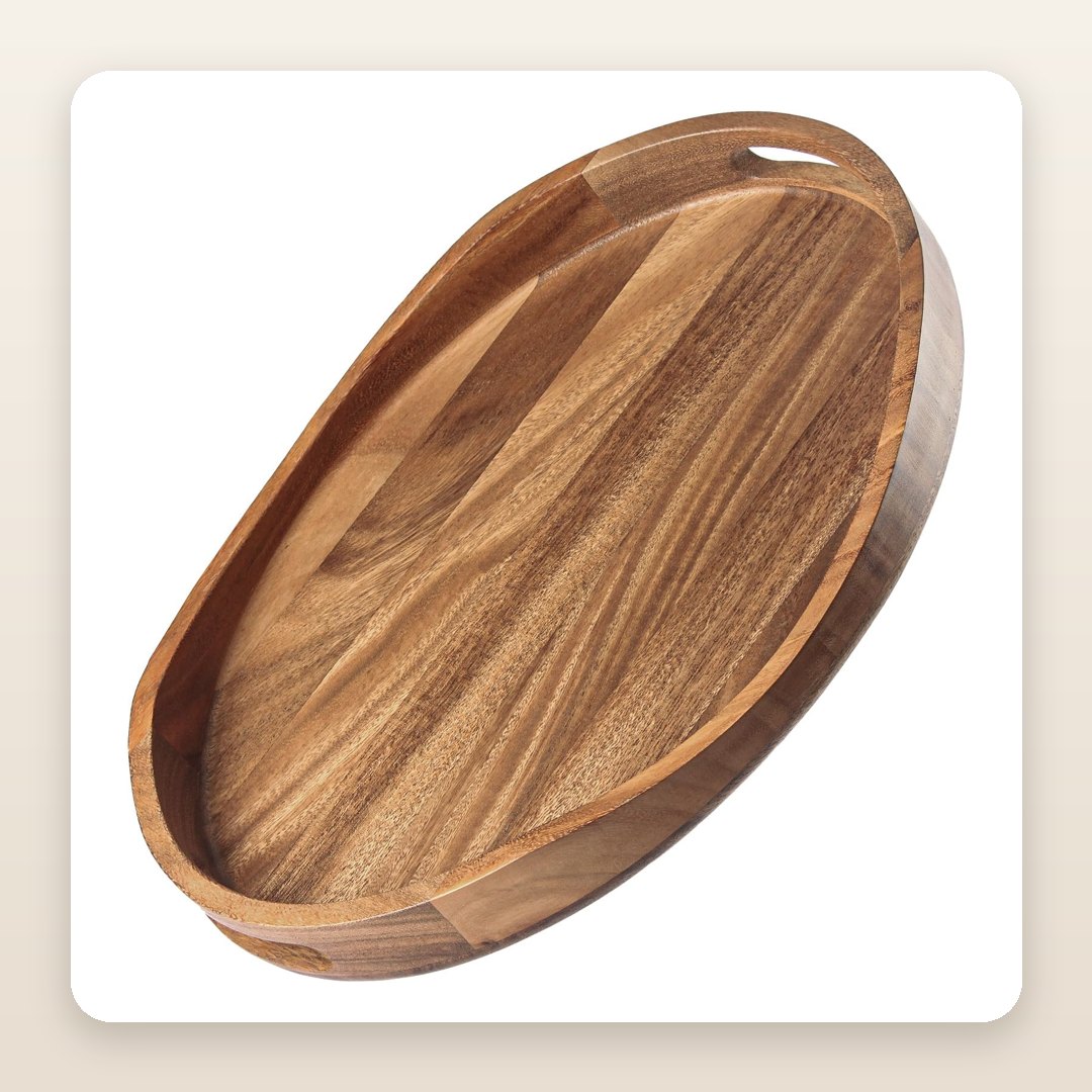 Simple Fall Tablescapes: The Oval Acacia Tray That Holds a Whole Centerpiece Together