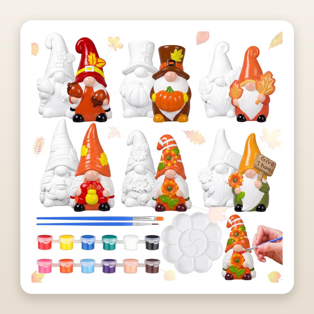 Fall Craft Night: The 6 Gnome Figurines You Paint Yourself, Brushes and Paints Included