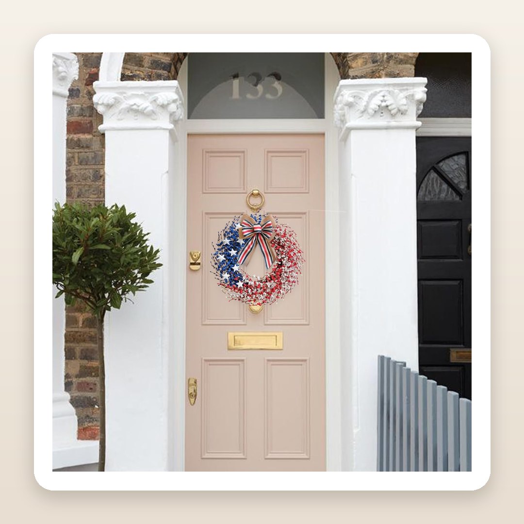 The Rustic Berry Wreath That Makes a Front Door Feel Like a 4th of July Cookout