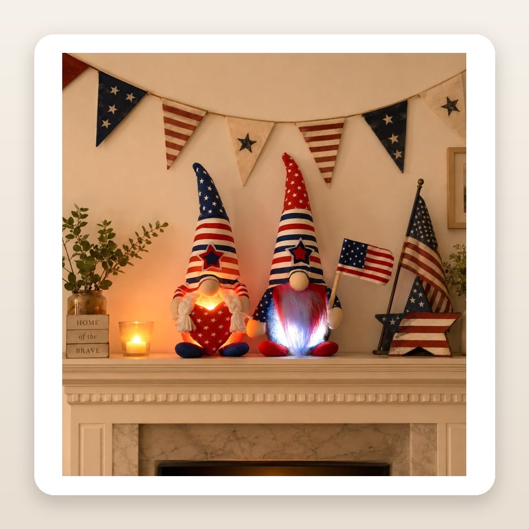 The Light-Up Patriotic Gnomes That Make a Mantel Glow for the 4th of July