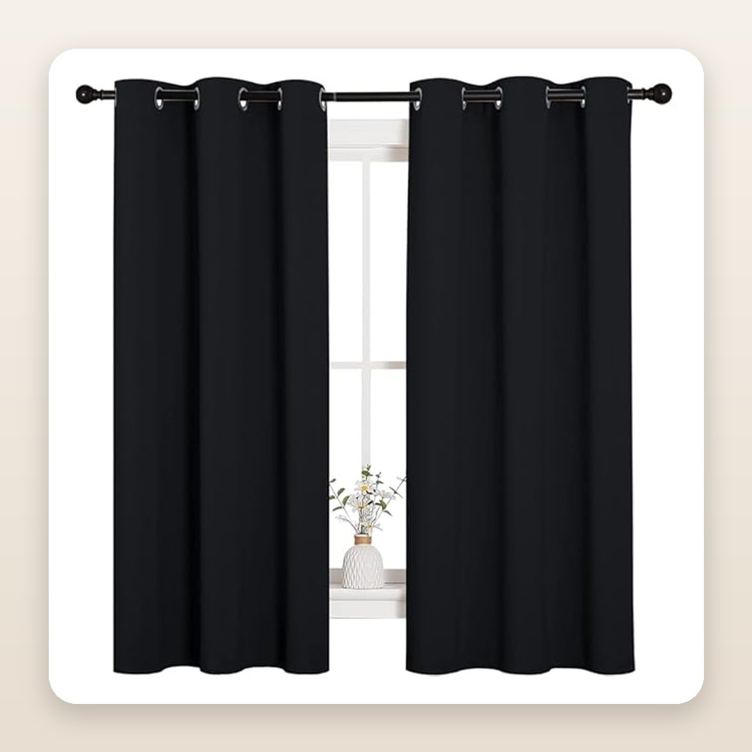 Pitch Black Blackout Curtains | Moody Color-Drenched Bedroom