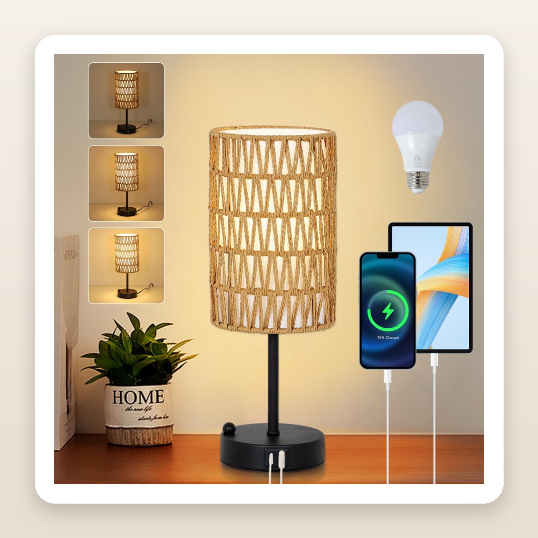 The Rattan Touch Lamp That Softens Apartment Bedroom Decor